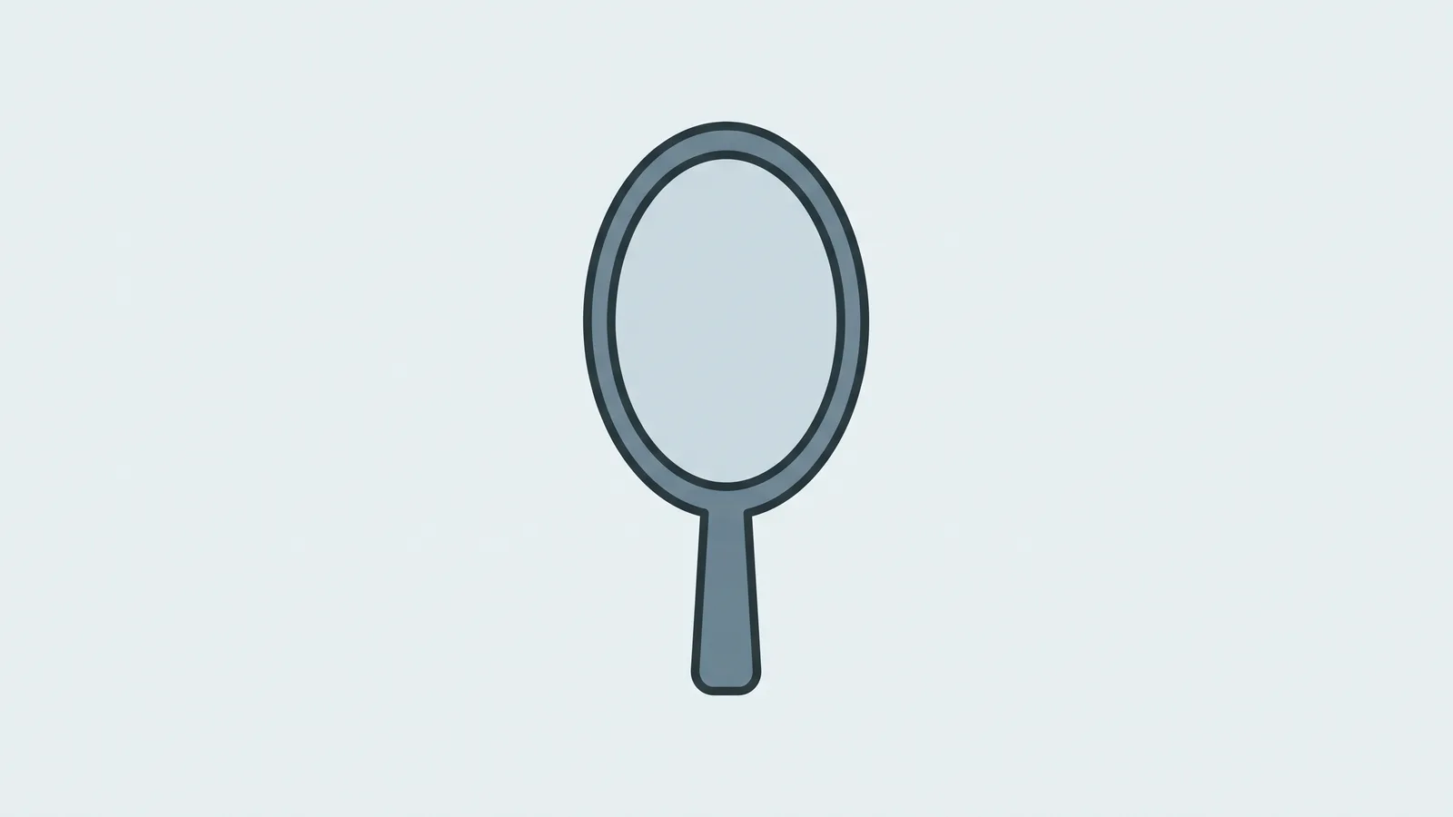 Illustration of a plain oval hand mirror with an empty reflection