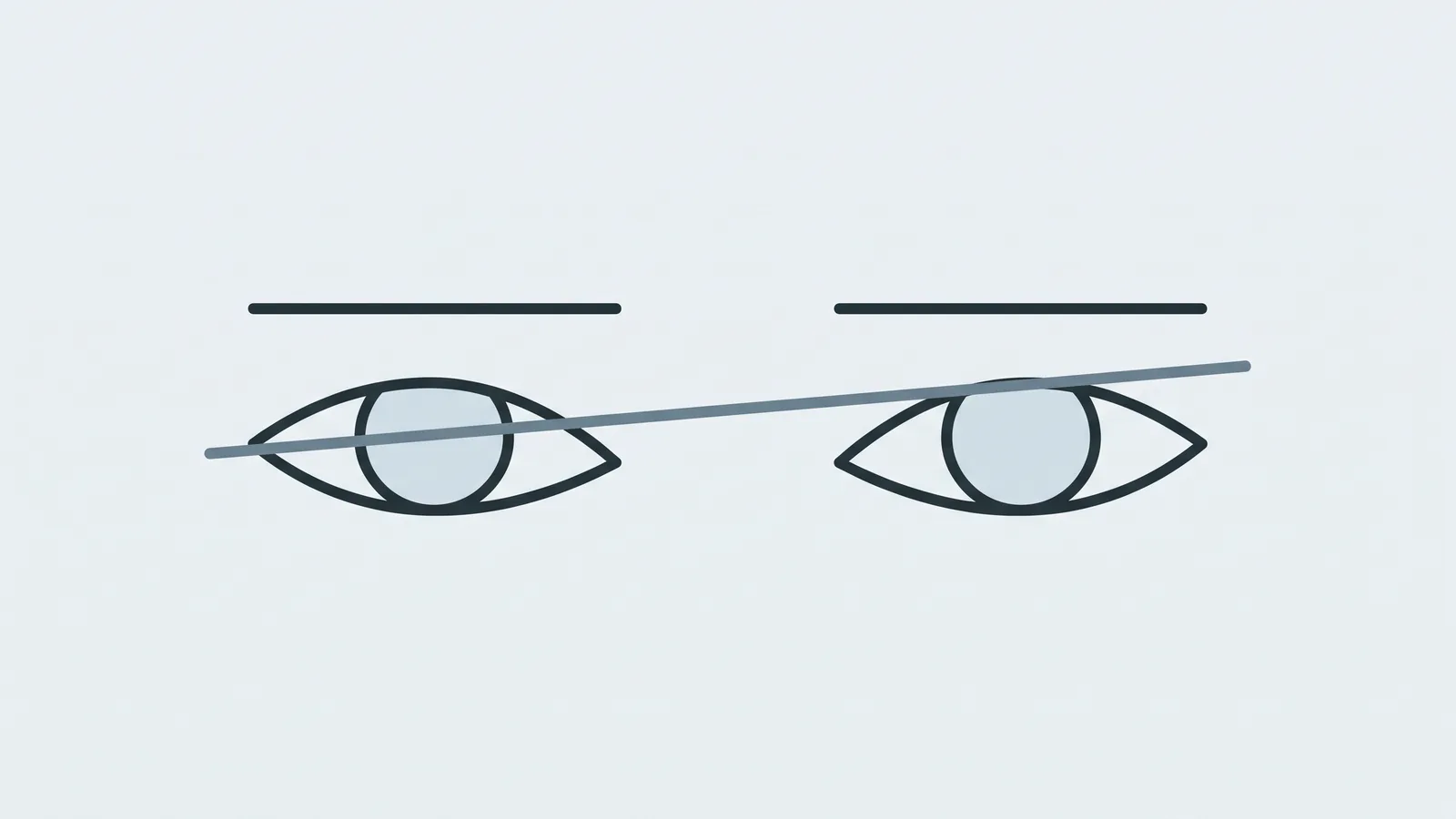 Line illustration of a pair of eyes with brows and a slightly upward tilted line through the outer corners