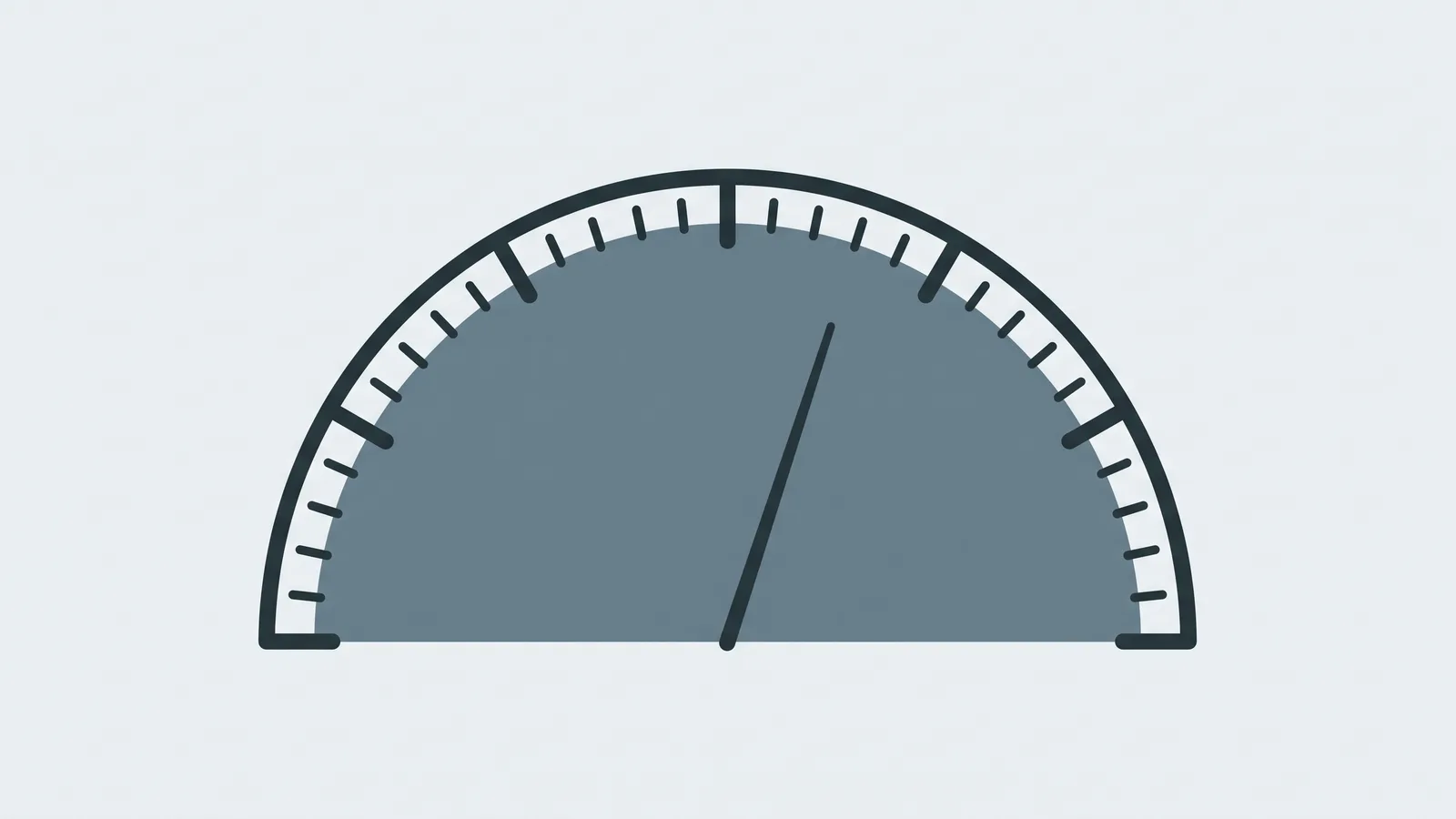 Illustration of an analogue rating dial with unlabelled tick marks and the needle resting just past centre, representing the PSL scale